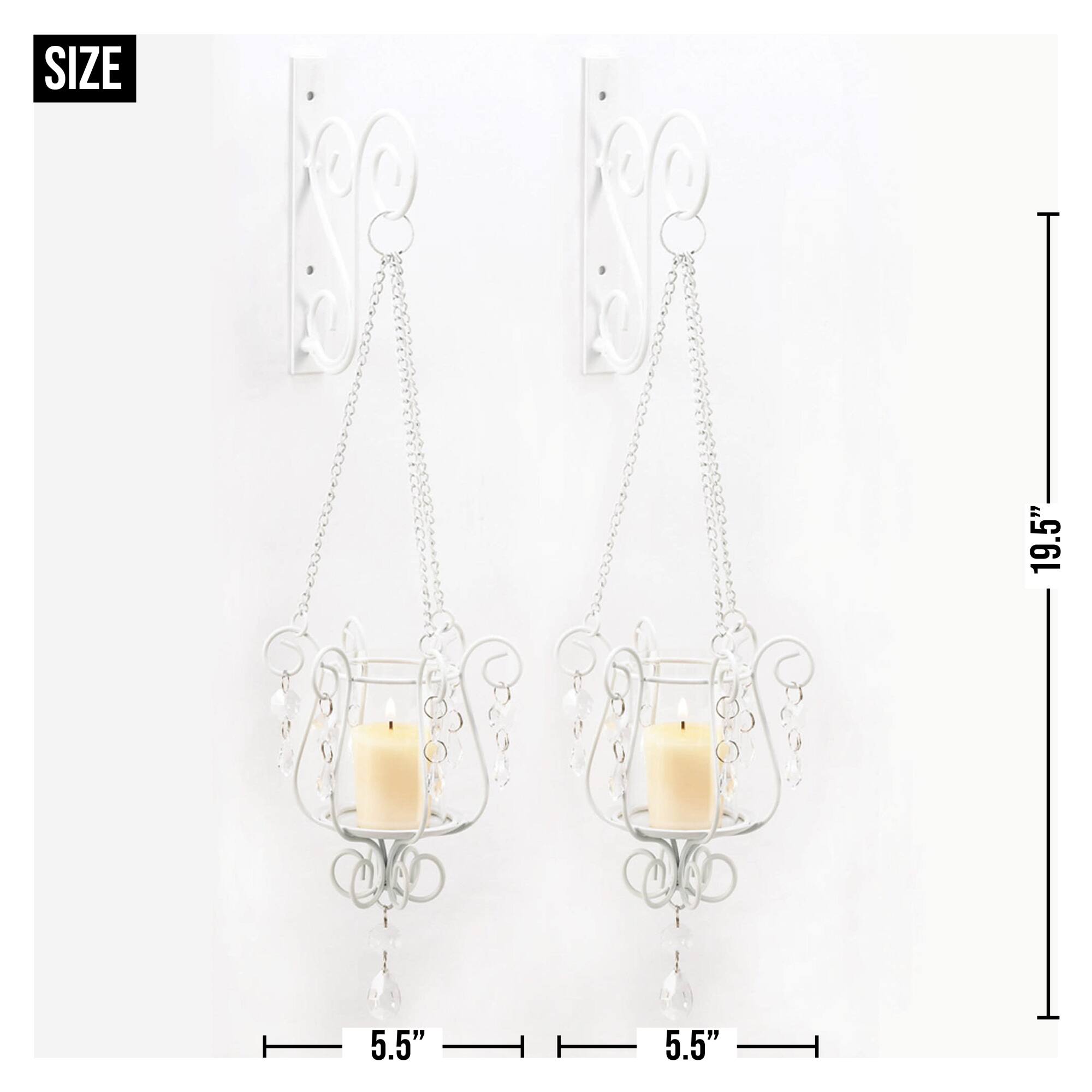 19.5" Bedazzling Pendant Candle Wall Sconce, 2ct.